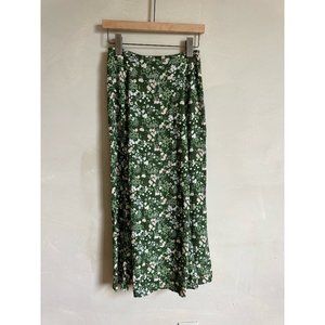 Reformation Zoe Midi Skirt Green Floral SZ 0